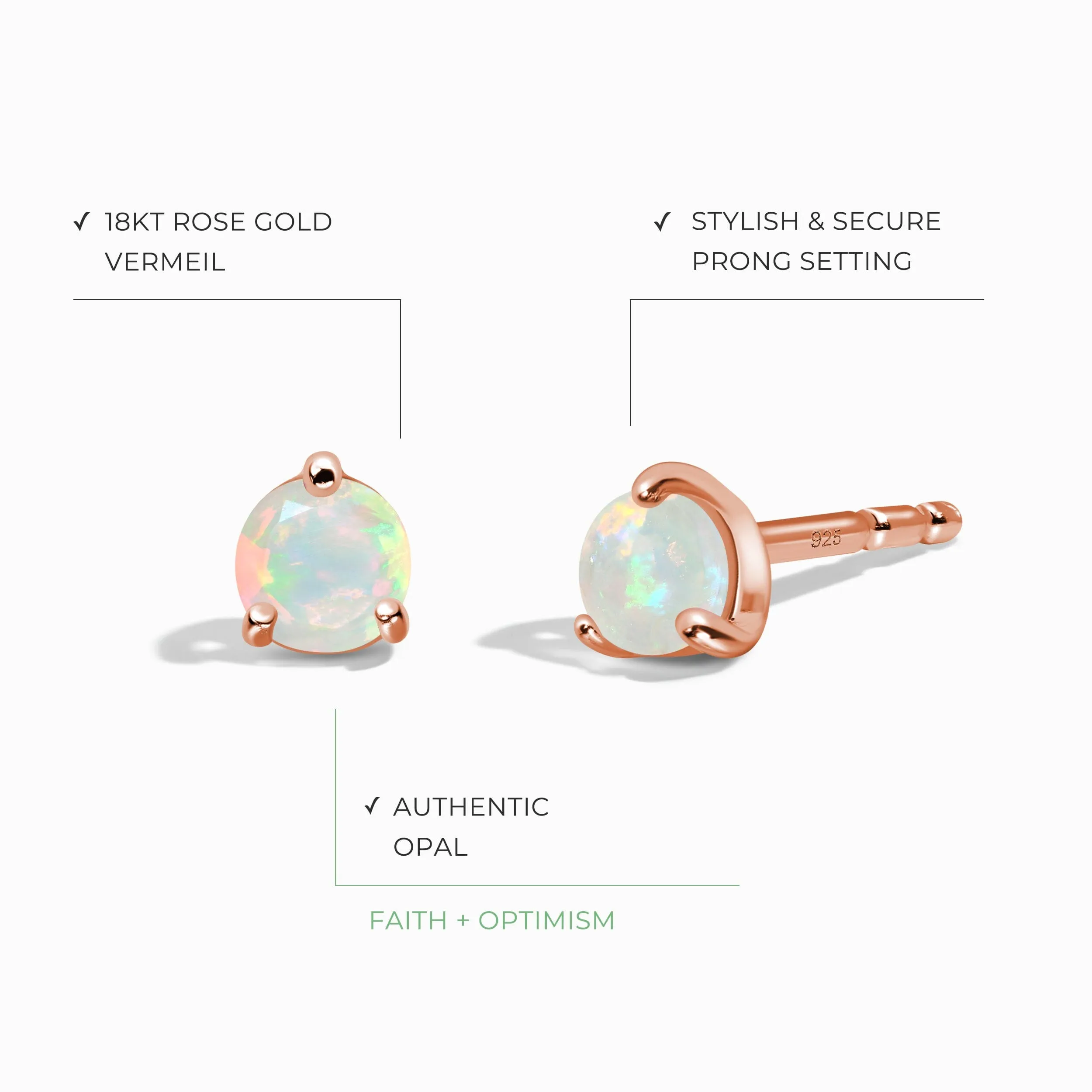 Opal Round Studs - October Birthstone