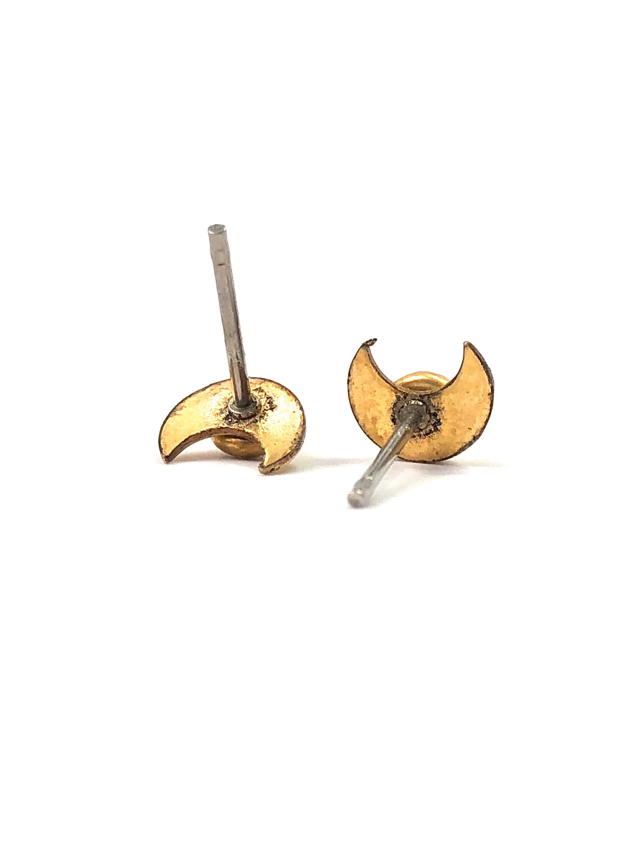 Opal stud earring. Moon 14KGF post w/ sterling silver peg , SKU#OPL992MON