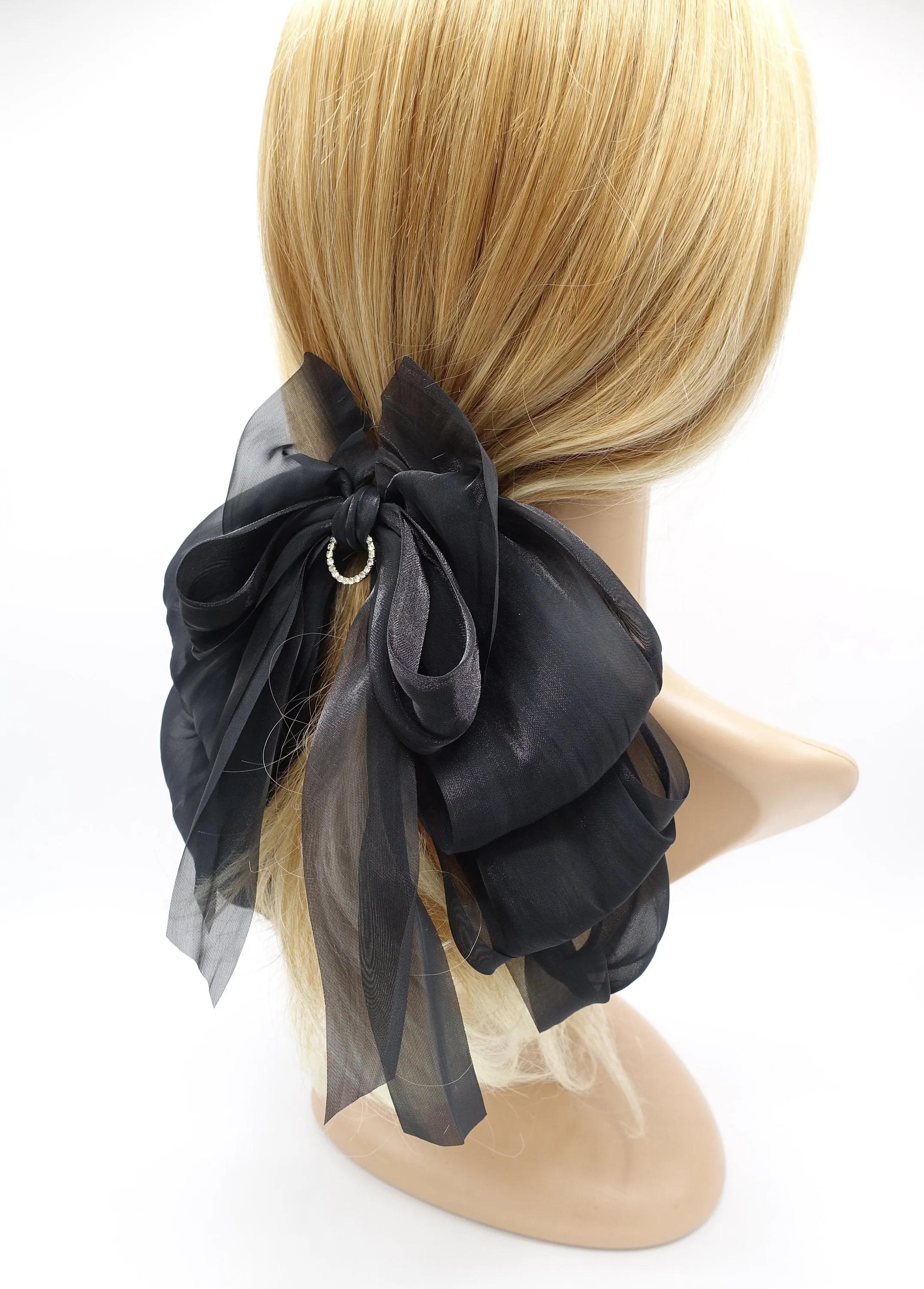 organza loop hair bow, drape hair bow, feminine hair accessory for women