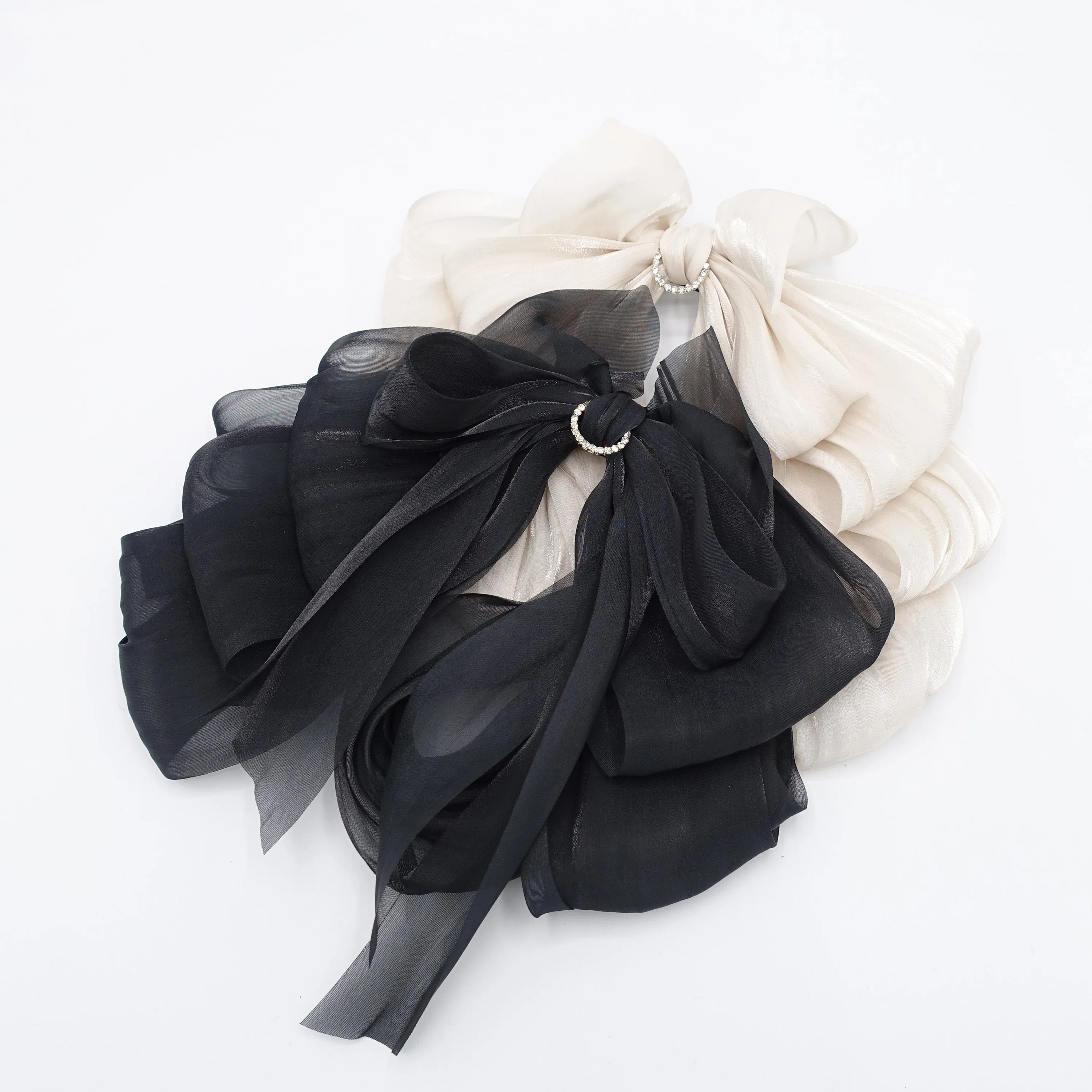 organza loop hair bow, drape hair bow, feminine hair accessory for women