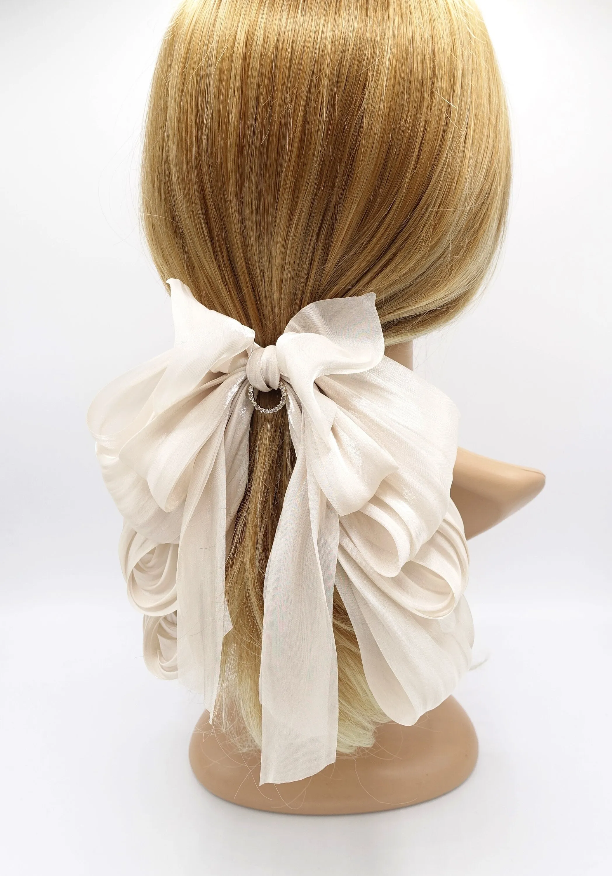 organza loop hair bow, drape hair bow, feminine hair accessory for women