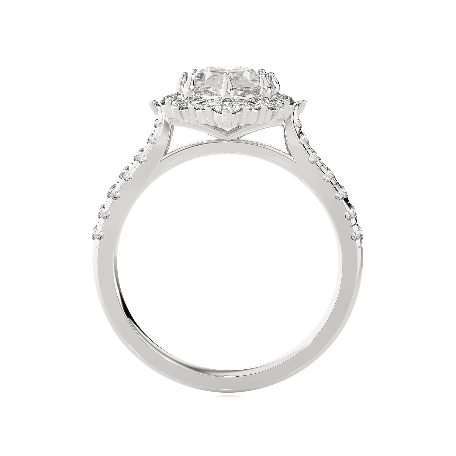 Ornate Oval Lab Grown Diamond Halo Engagement Ring