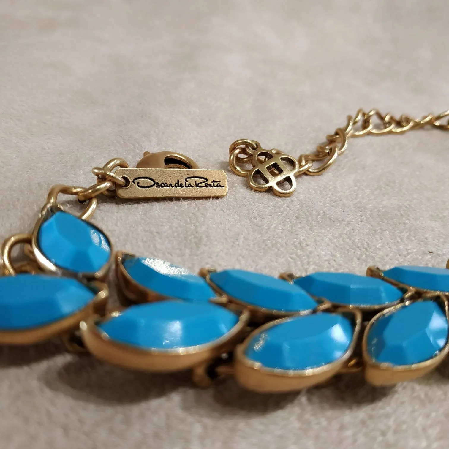 Oscar De La Renta Turquoise Blue Statement Necklace