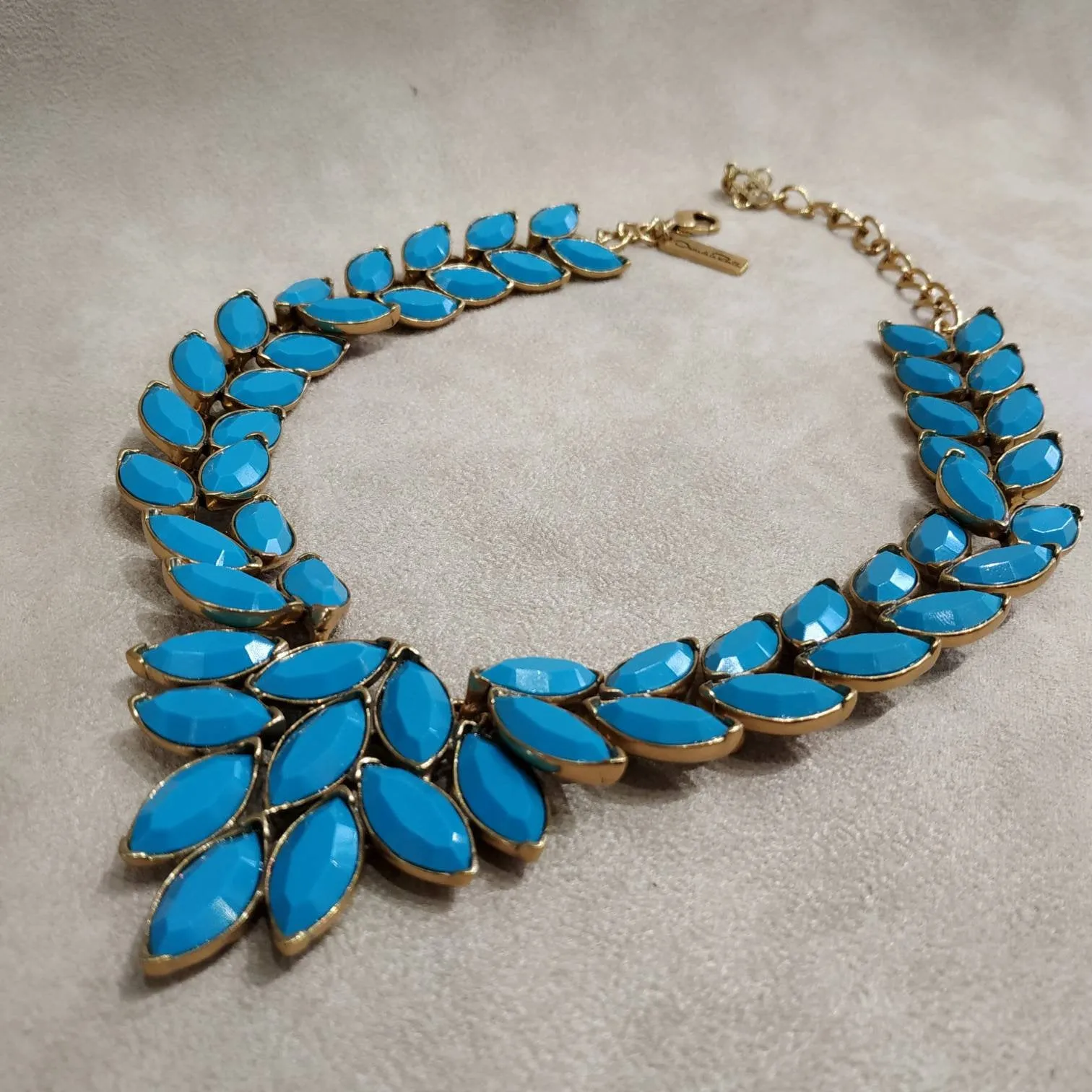 Oscar De La Renta Turquoise Blue Statement Necklace