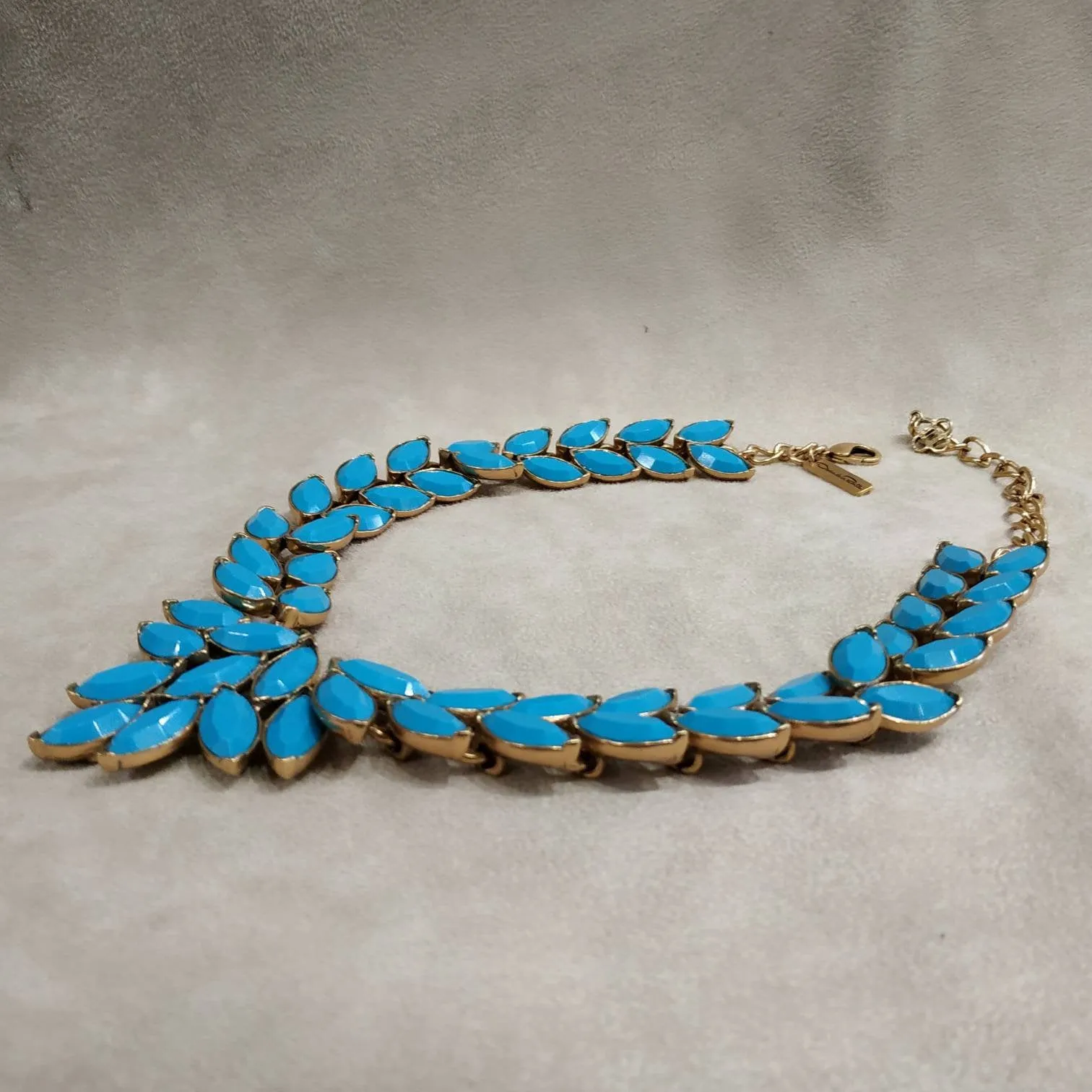 Oscar De La Renta Turquoise Blue Statement Necklace