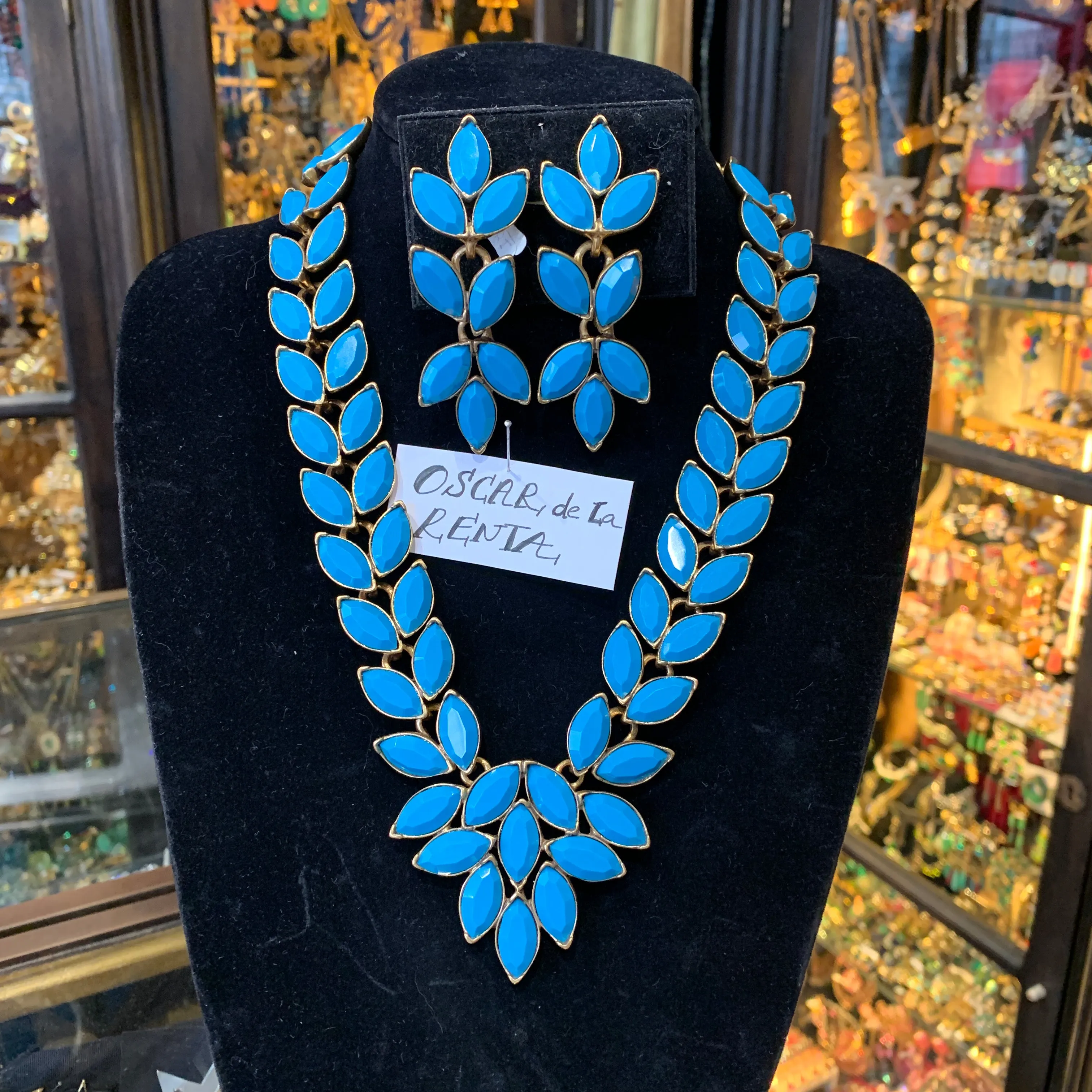 Oscar De La Renta Turquoise Blue Statement Necklace