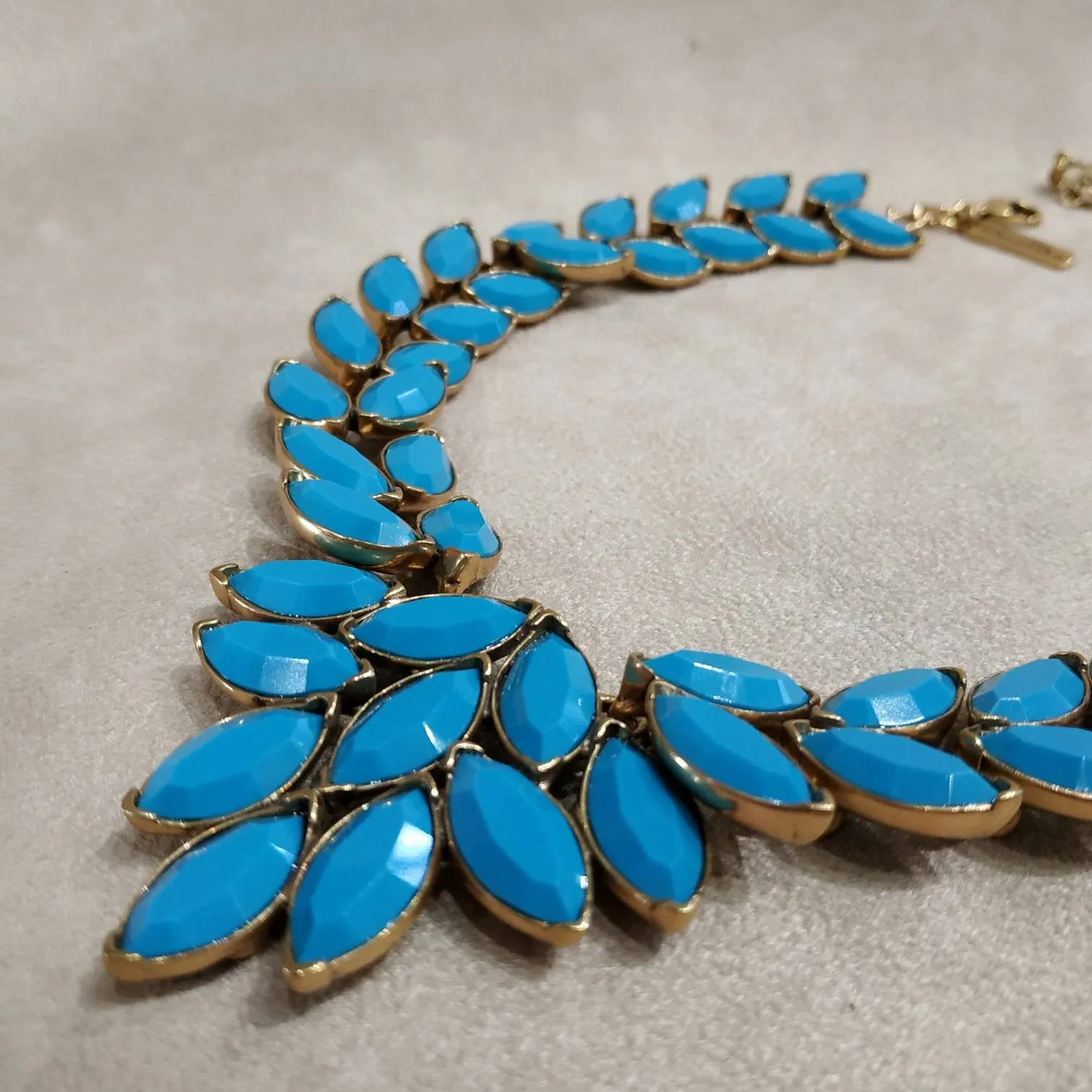 Oscar De La Renta Turquoise Blue Statement Necklace