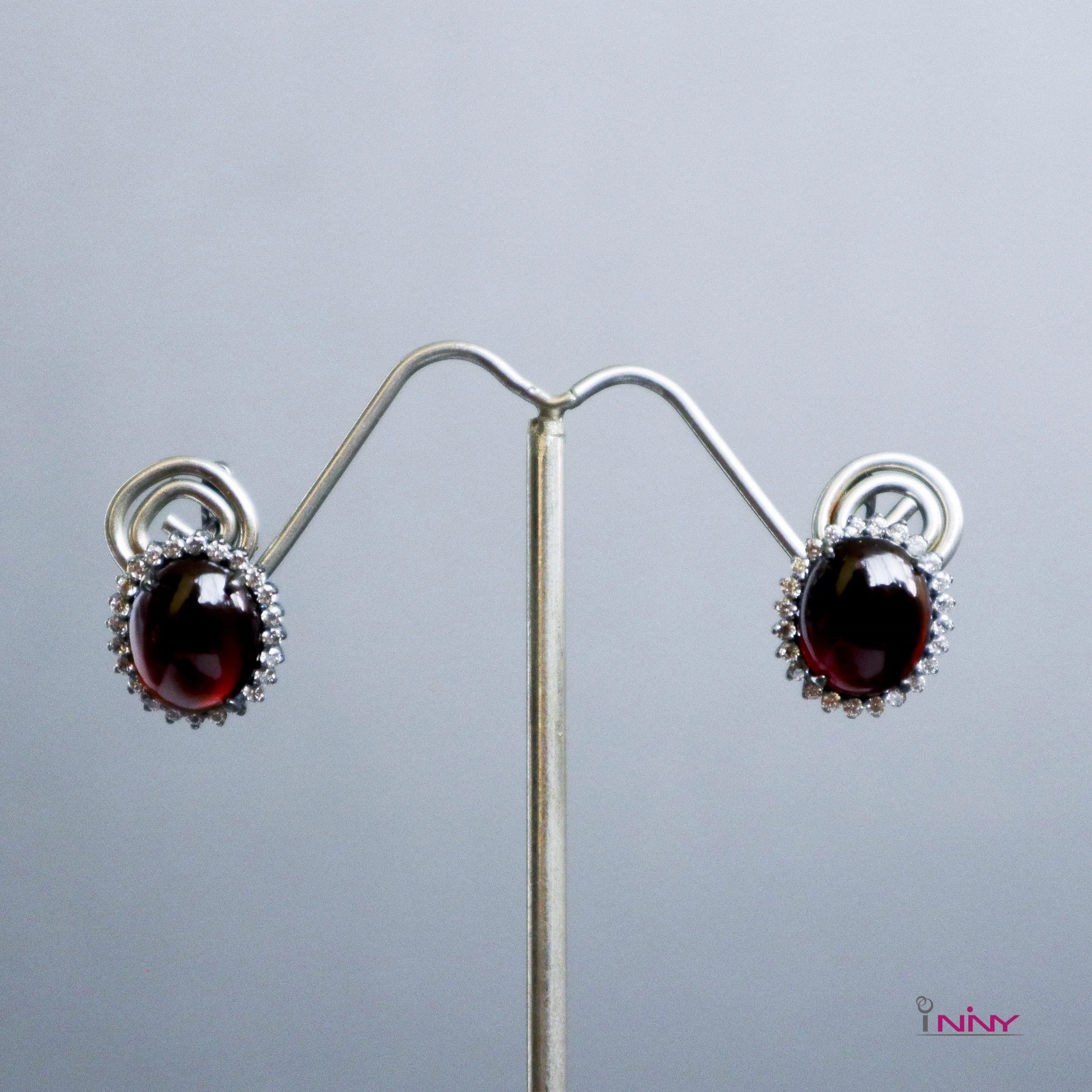 Oval Garnet Earrings