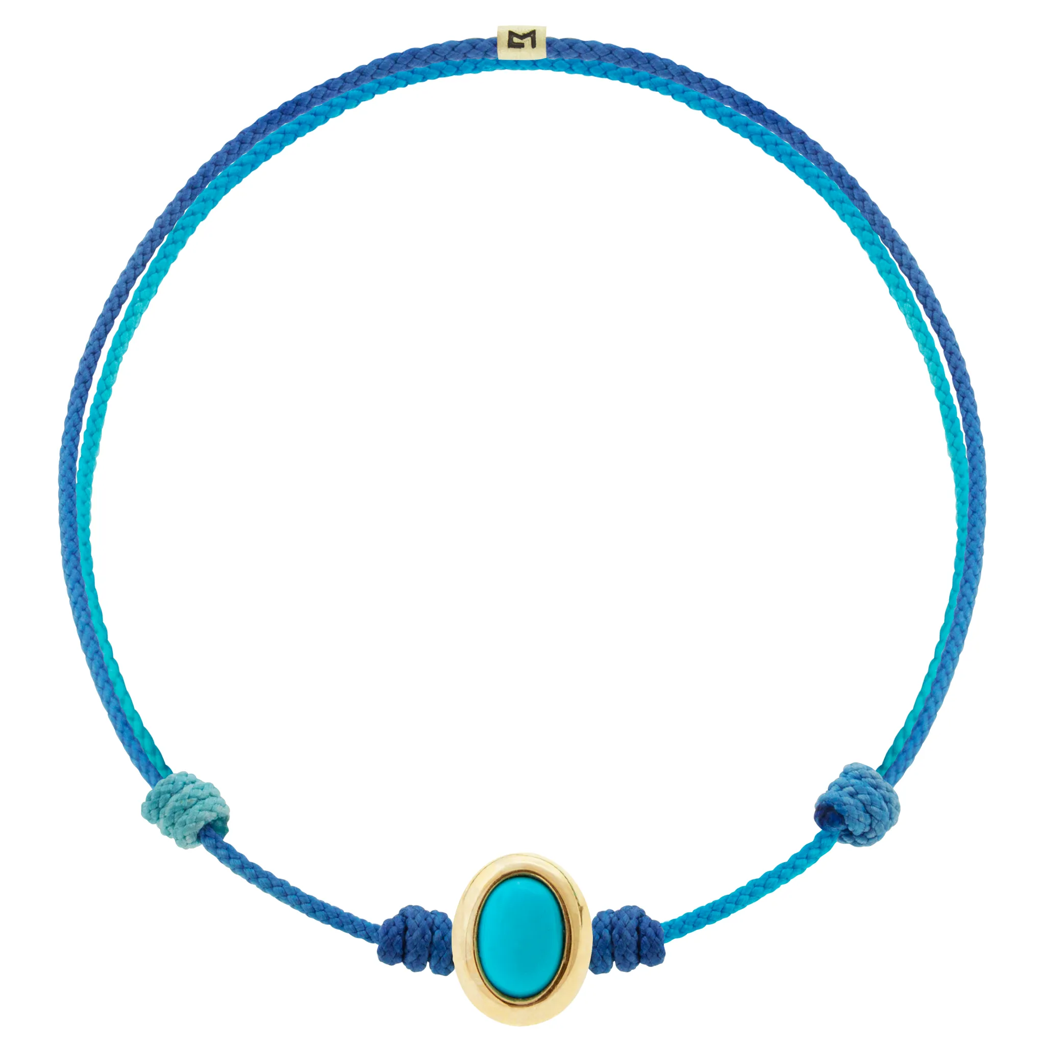 Oval Turquoise Cabochon on Blue Ombre Cord Bracelet