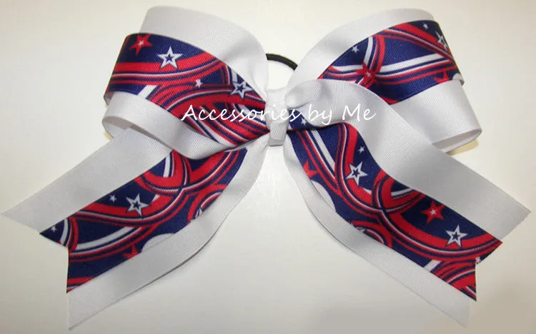 Patriotic Stars  & Stripes Cheer Bow