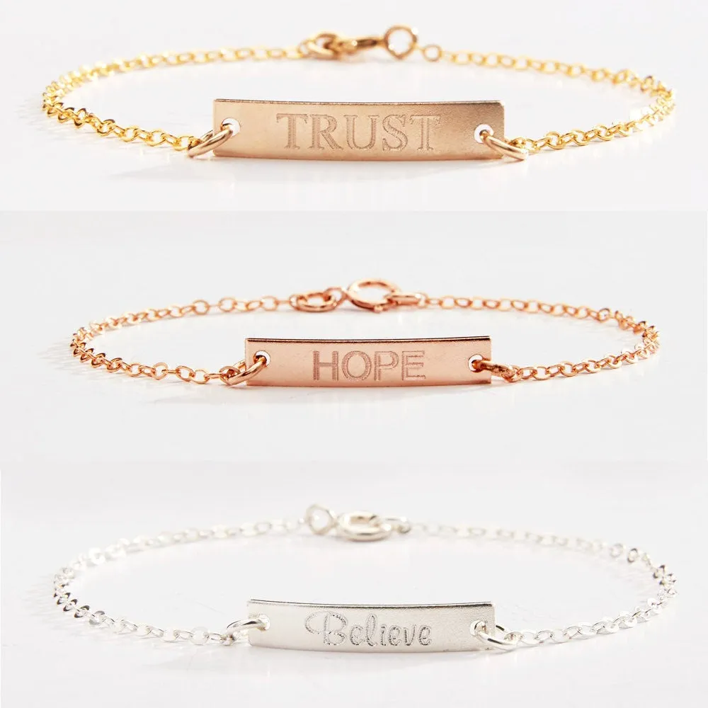 Personalized Mini Gold Bar and Round Disc Bracelet Set - CG268B. Starts at