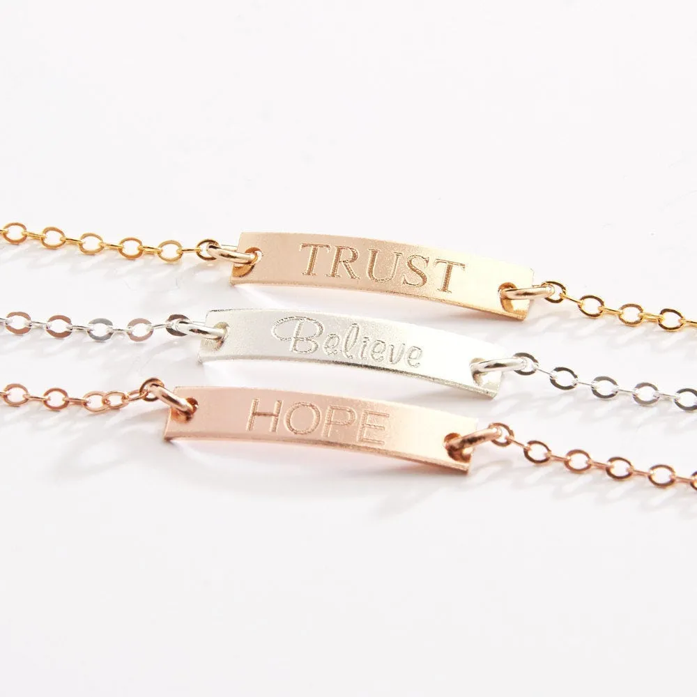 Personalized Mini Gold Bar and Round Disc Bracelet Set - CG268B. Starts at