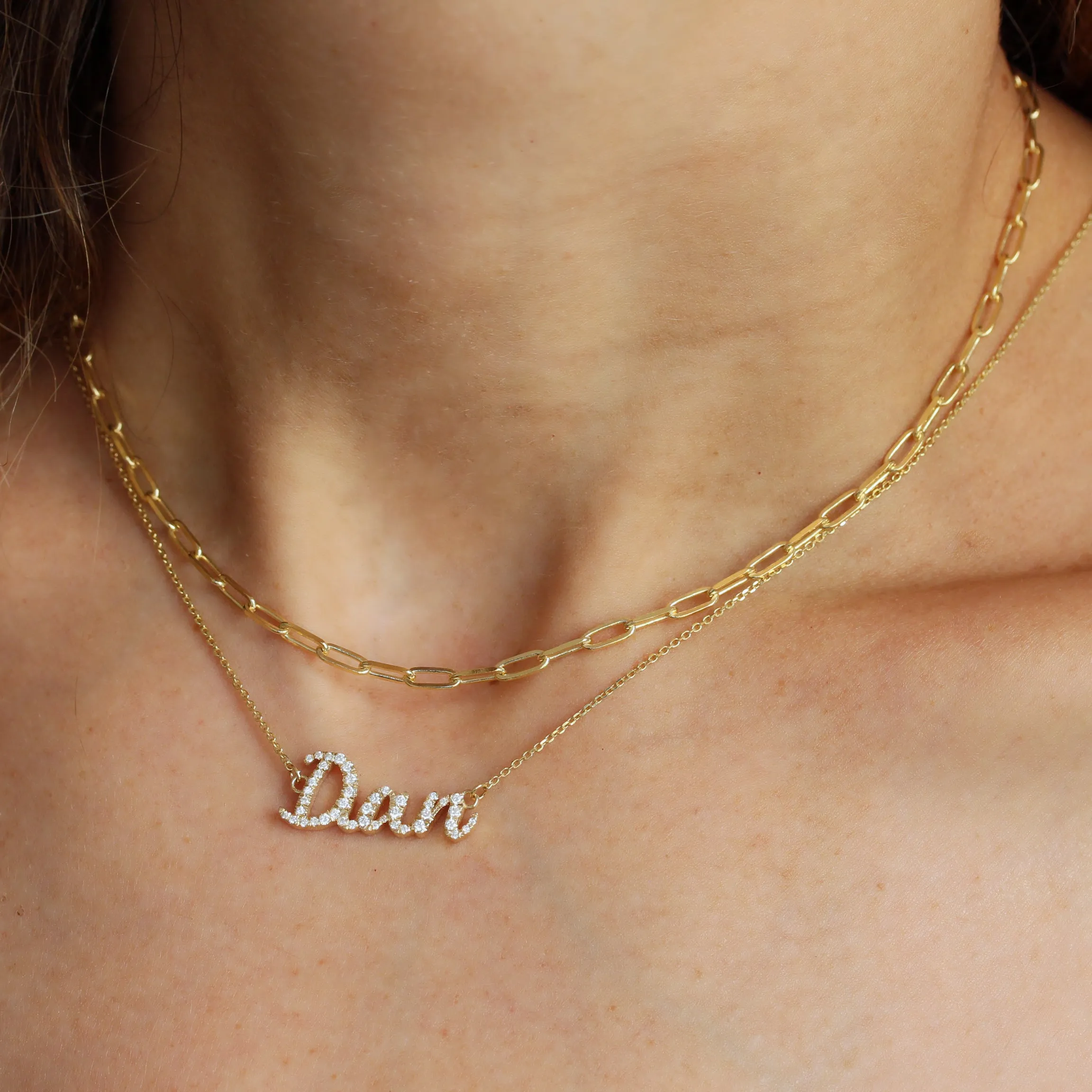 Personalized Name Necklace 14K Gold and Diamonds