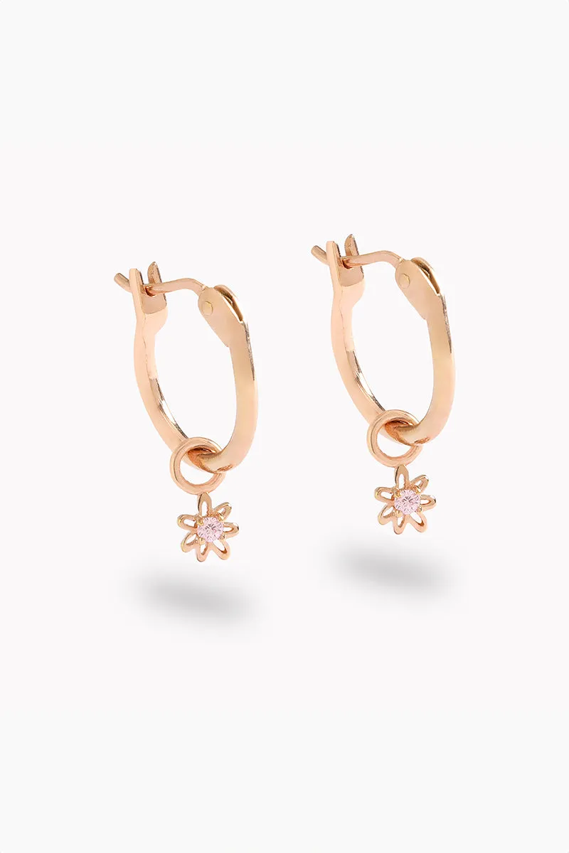 Petite Daisy Hoops - Rose Gold