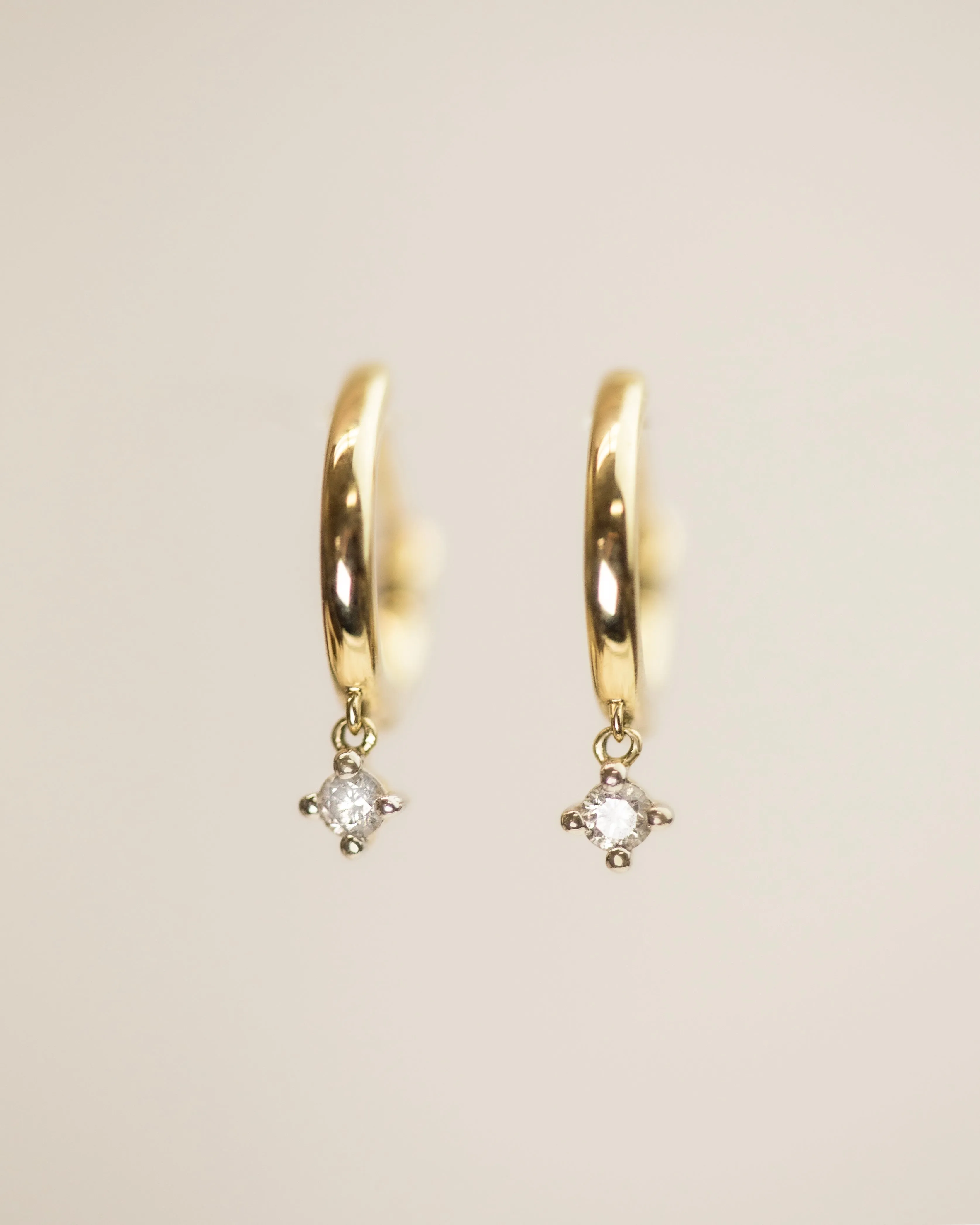 Petite Diamond Dangling Hoop Huggie Earrings