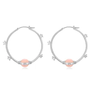 Pink Opal Silver Hoop Earrings - Anahata