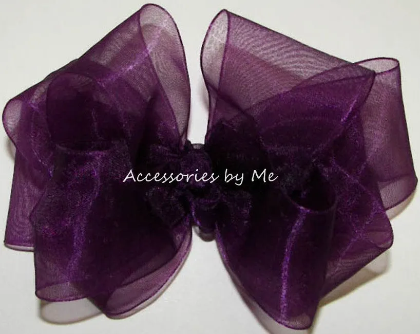 Plum Organza Hair Bow