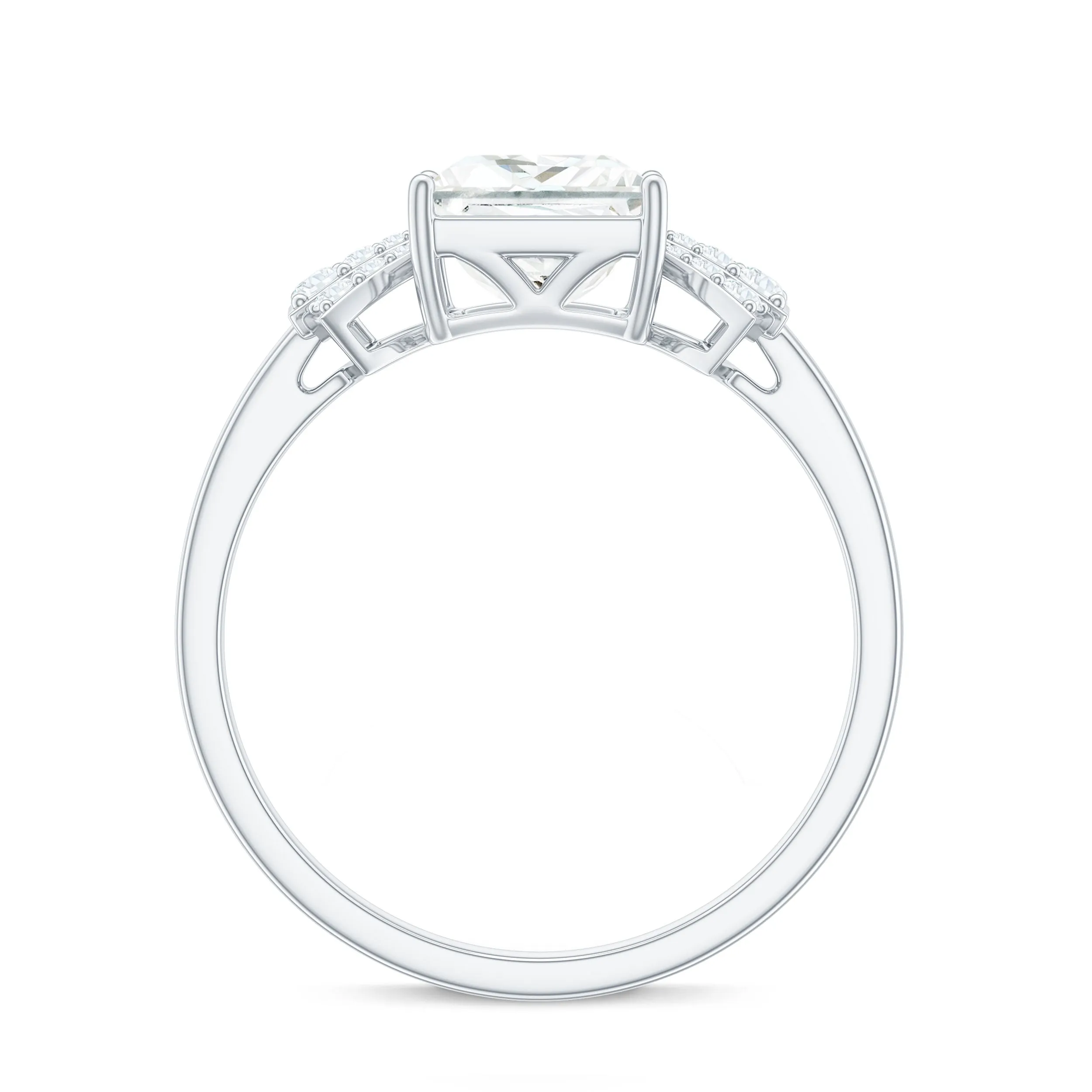 Princess Cut Moissanite Solitaire Designer Engagement Ring in Gold