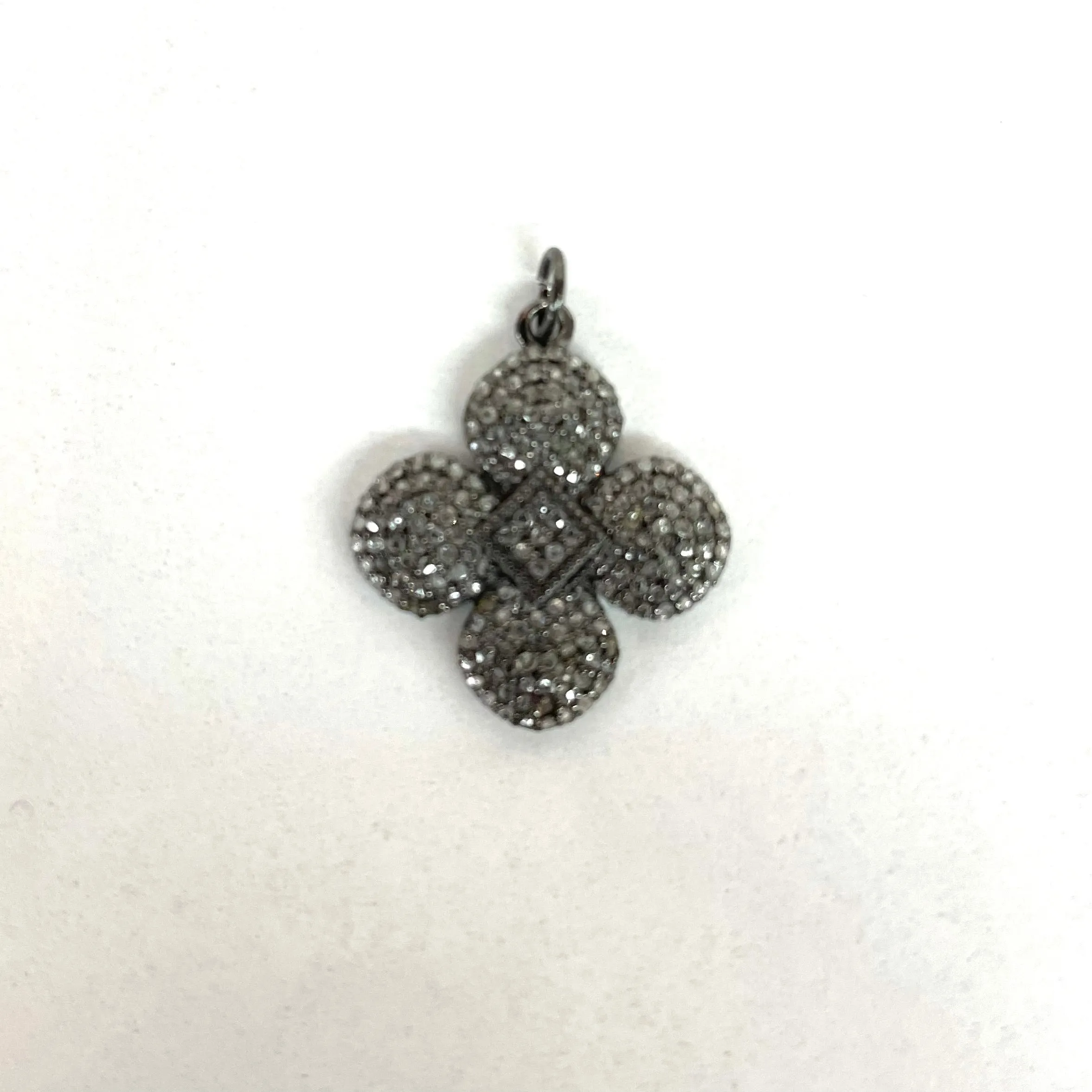 Real Diamond Flower Charm on Diamond Lobster Claw Chain