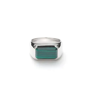 Rectangle Signet Ring Malachite