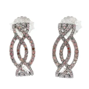 Red Diamond Sterling Silver Earrings with Accent