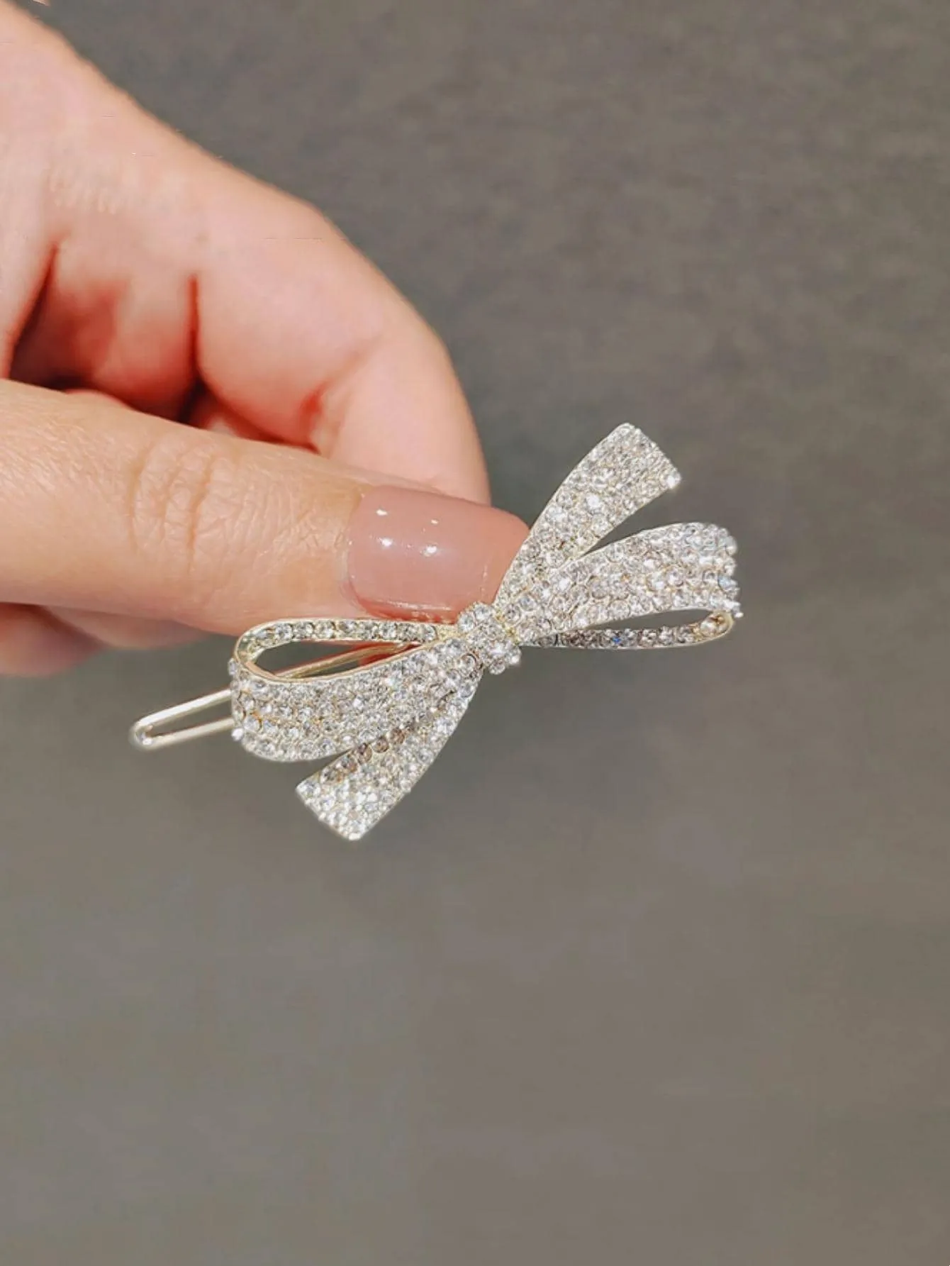 Rhinestone Bow Decor Minimalist Hair Clip for Women Barrette Styling Hair