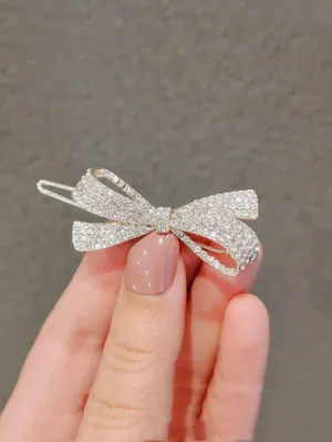 Rhinestone Bow Decor Minimalist Hair Clip for Women Barrette Styling Hair