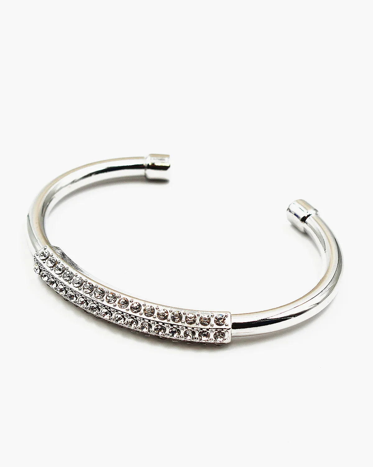 Rhinestone Front Metal Cuff Bracelet