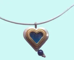 Roman Glass Sterling silver heart pendant necklace for woman.