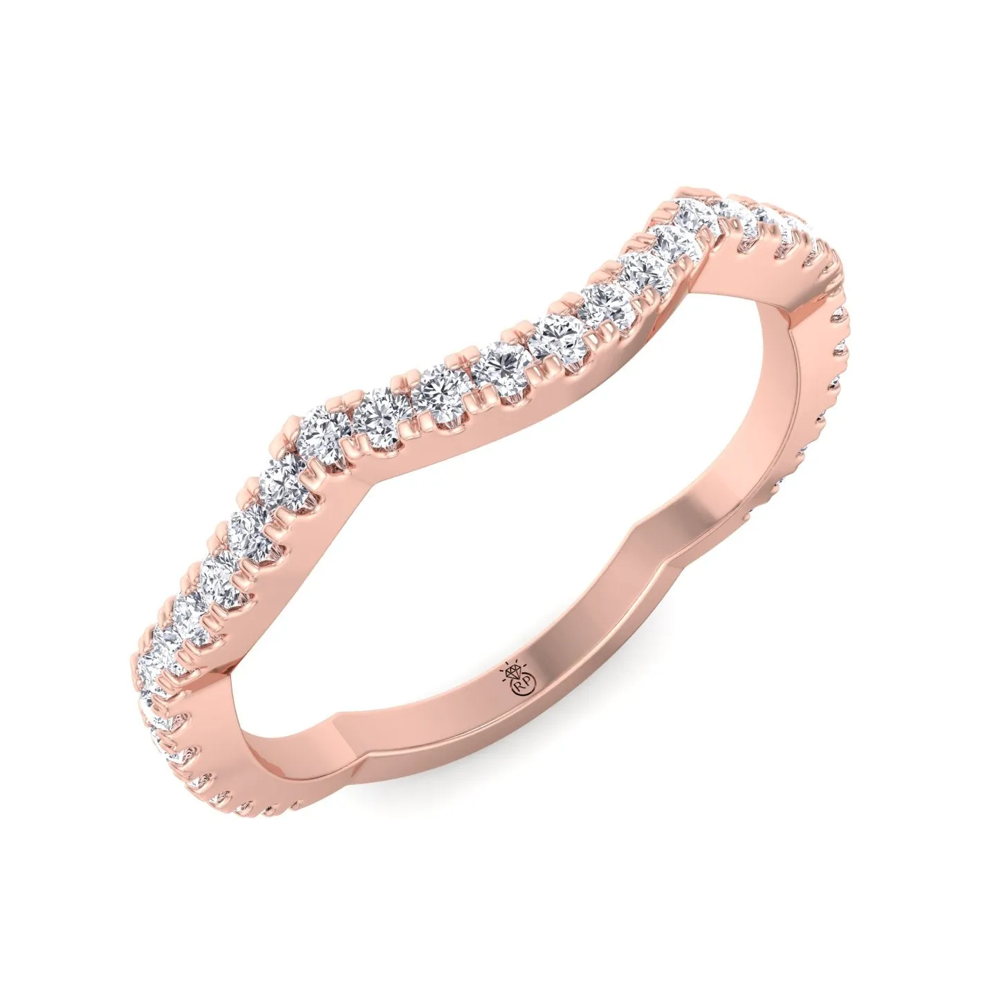 Rosa - Pave Wedding Band with Curve (0.19 CT)