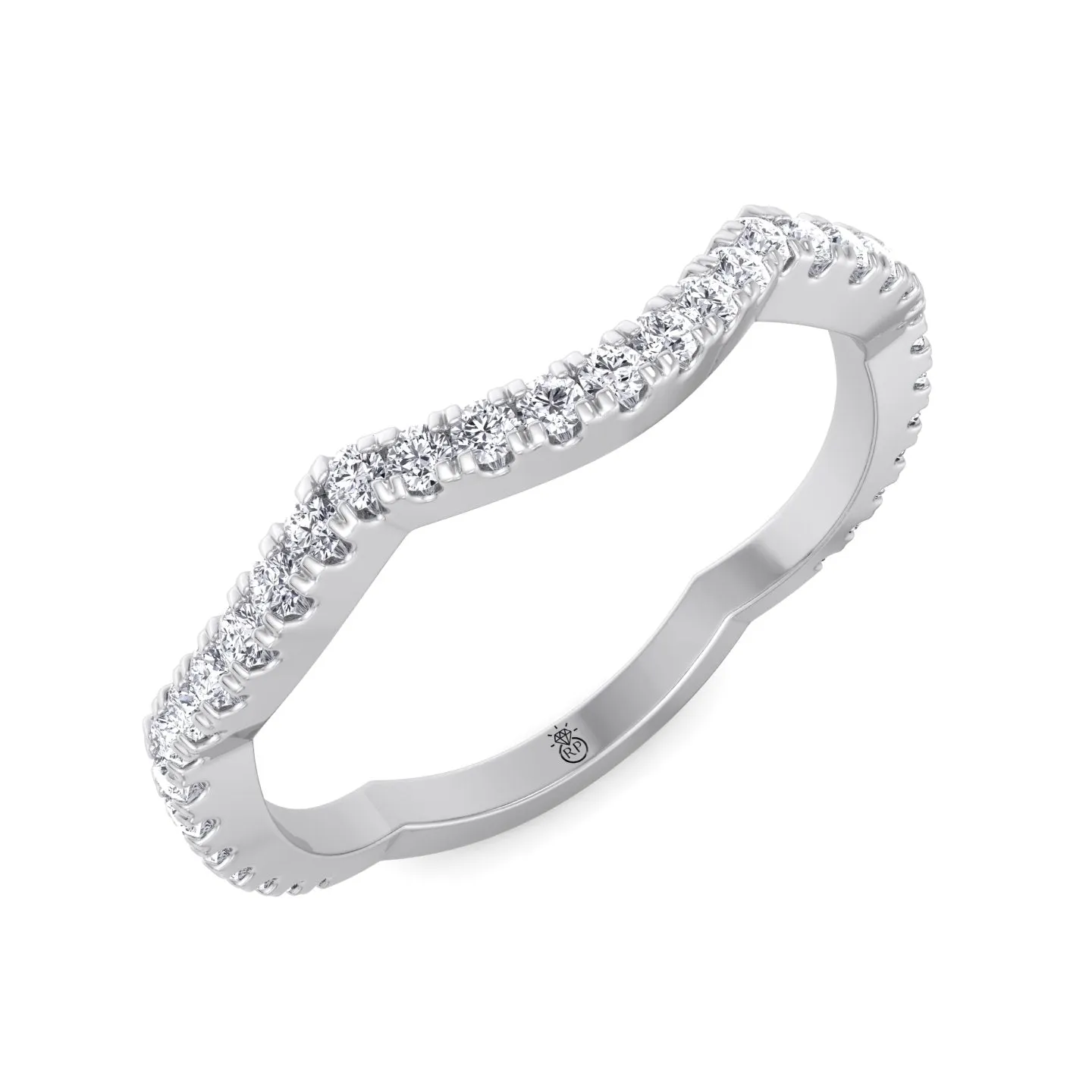 Rosa - Pave Wedding Band with Curve (0.19 CT)