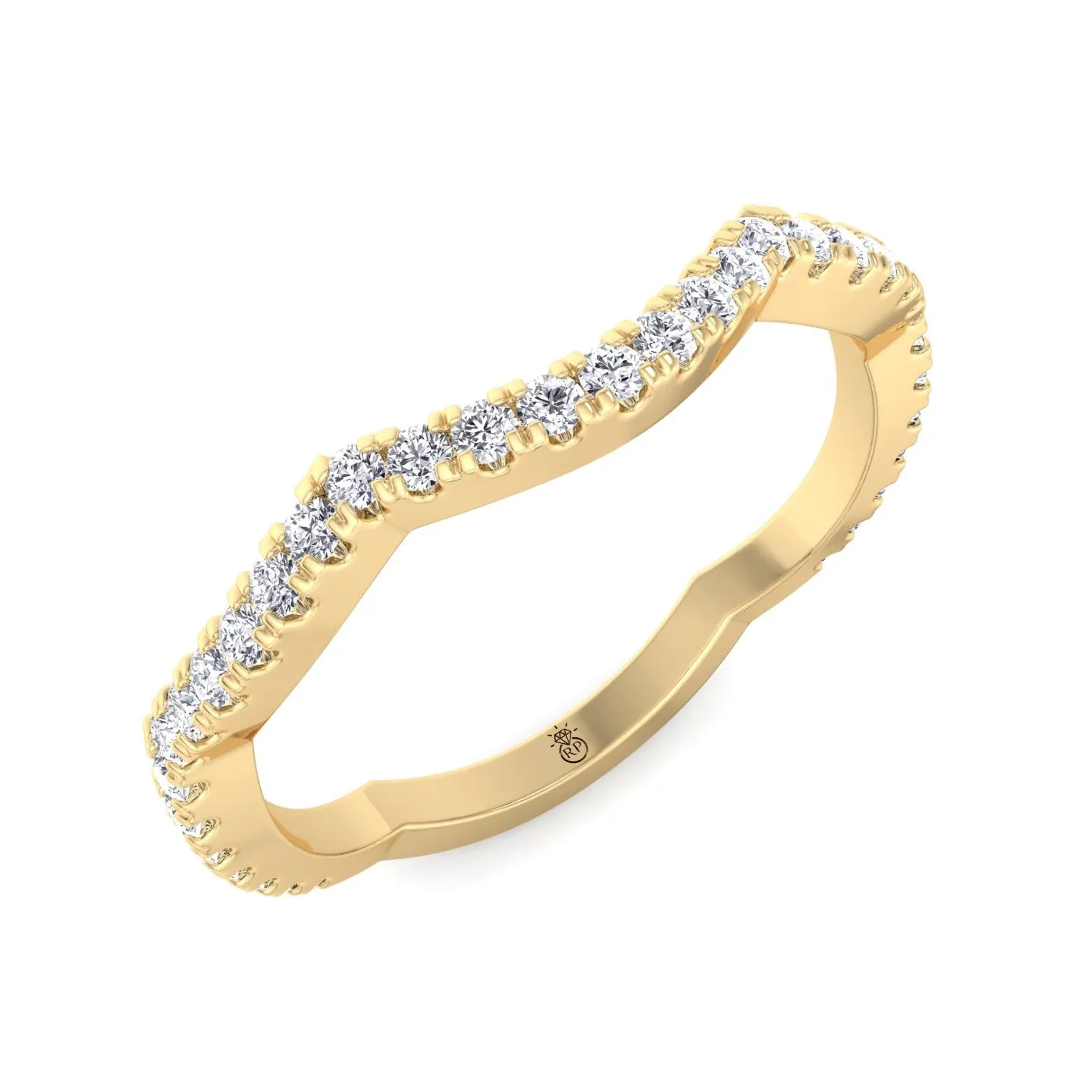 Rosa - Pave Wedding Band with Curve (0.19 CT)