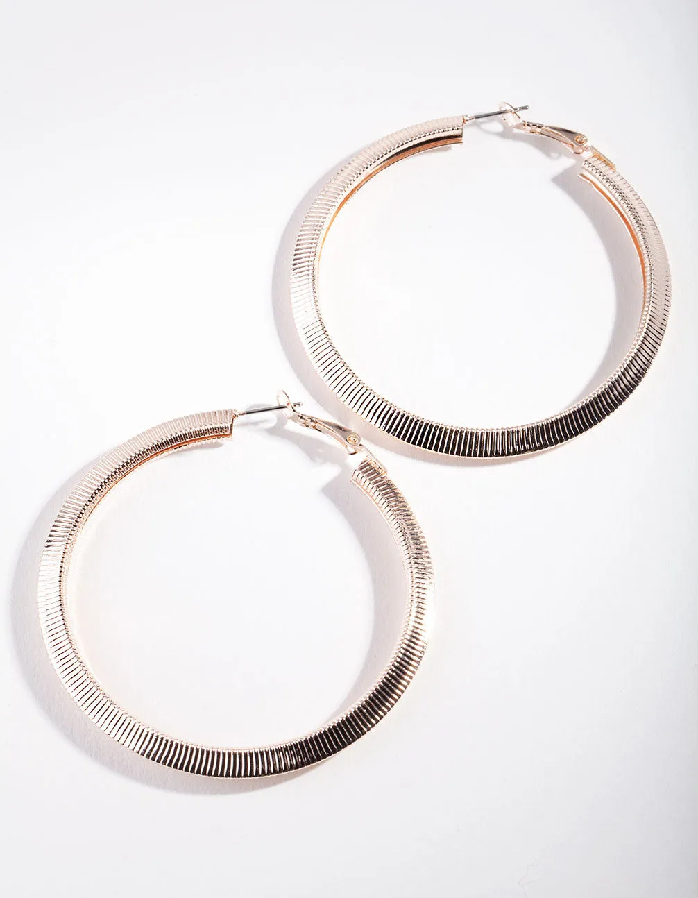 Rose Gold Textured Hoop Earrings