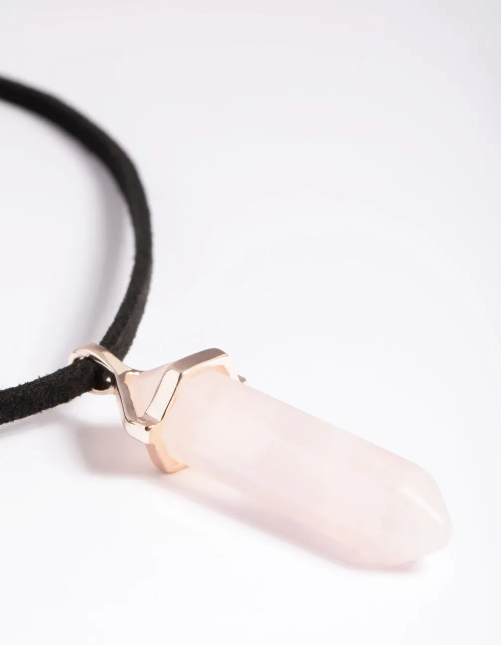 Rose Quartz Shard Cord Necklace