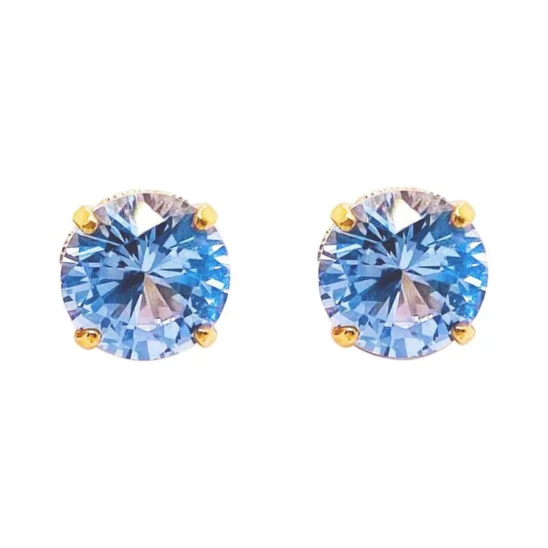 Round Aquamarine Stud Earrings