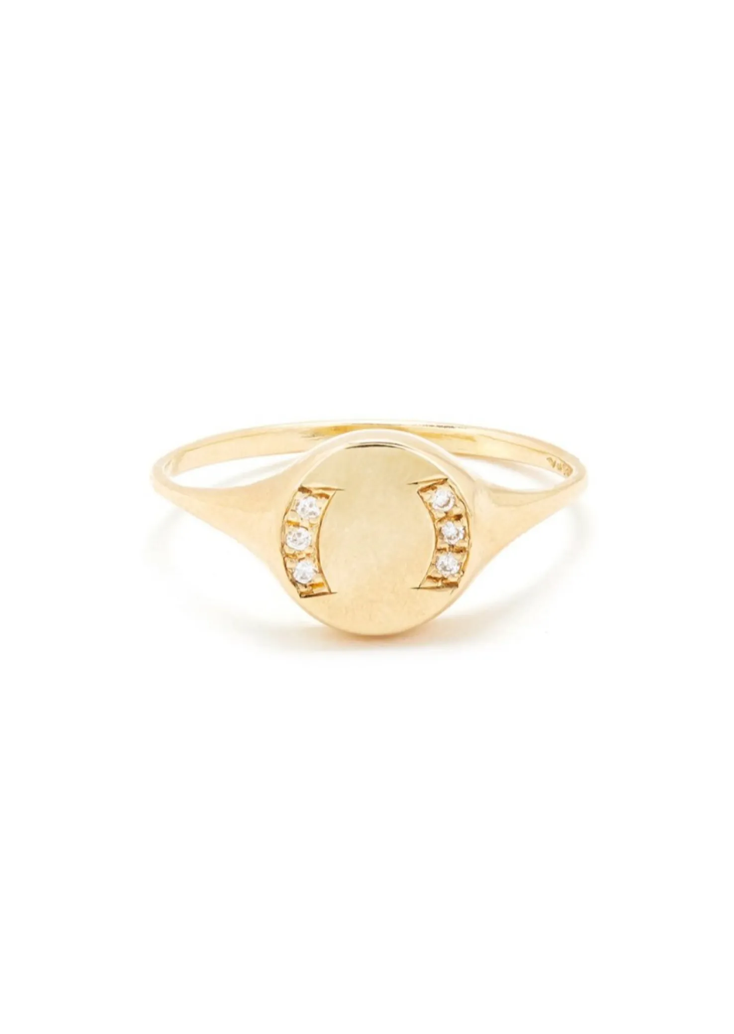 Round Signet Ring with Diamonds