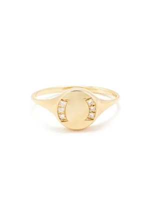 Round Signet Ring with Diamonds