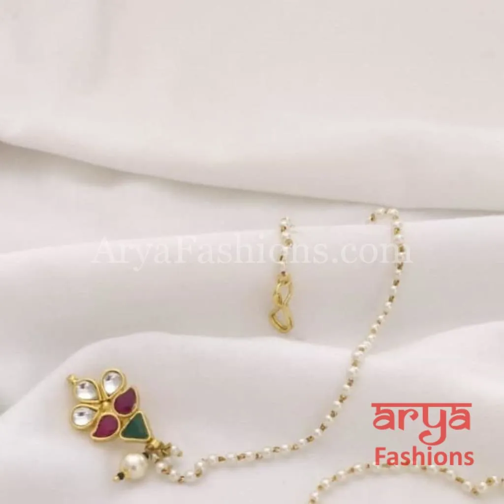 Ruby Pacchi Kundan Nose Clip/ Kundan CZ non piercing nose ring/ Kundan Bridal Nosepin