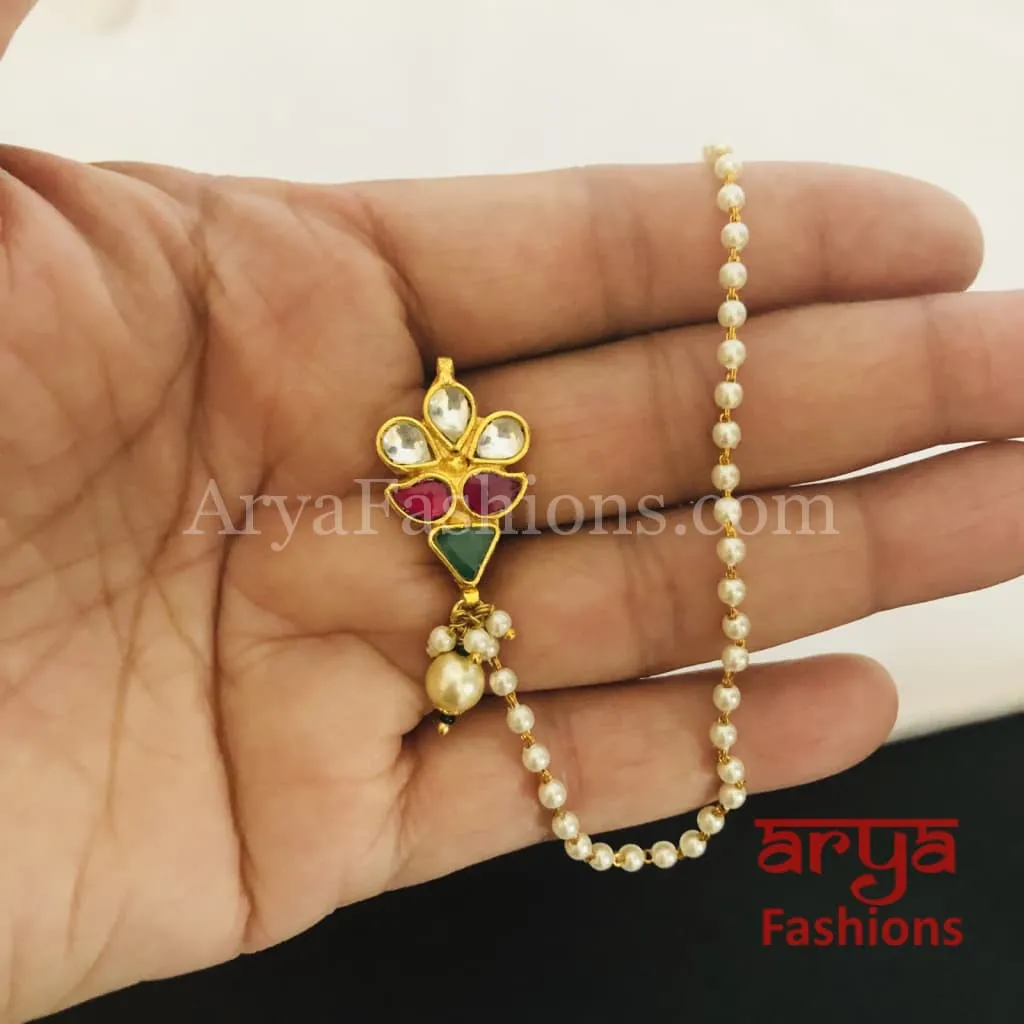 Ruby Pacchi Kundan Nose Clip/ Kundan CZ non piercing nose ring/ Kundan Bridal Nosepin