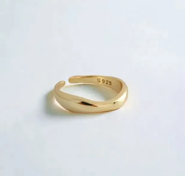 S925 Silver | Gold Curved Ring