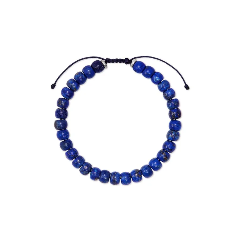 Scott Bros. Cade Oxidized Sterling Silver Corded Bracelet In Blue Lapis