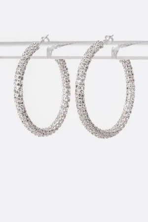 She Ready- Rhinestone Hoop Earrings