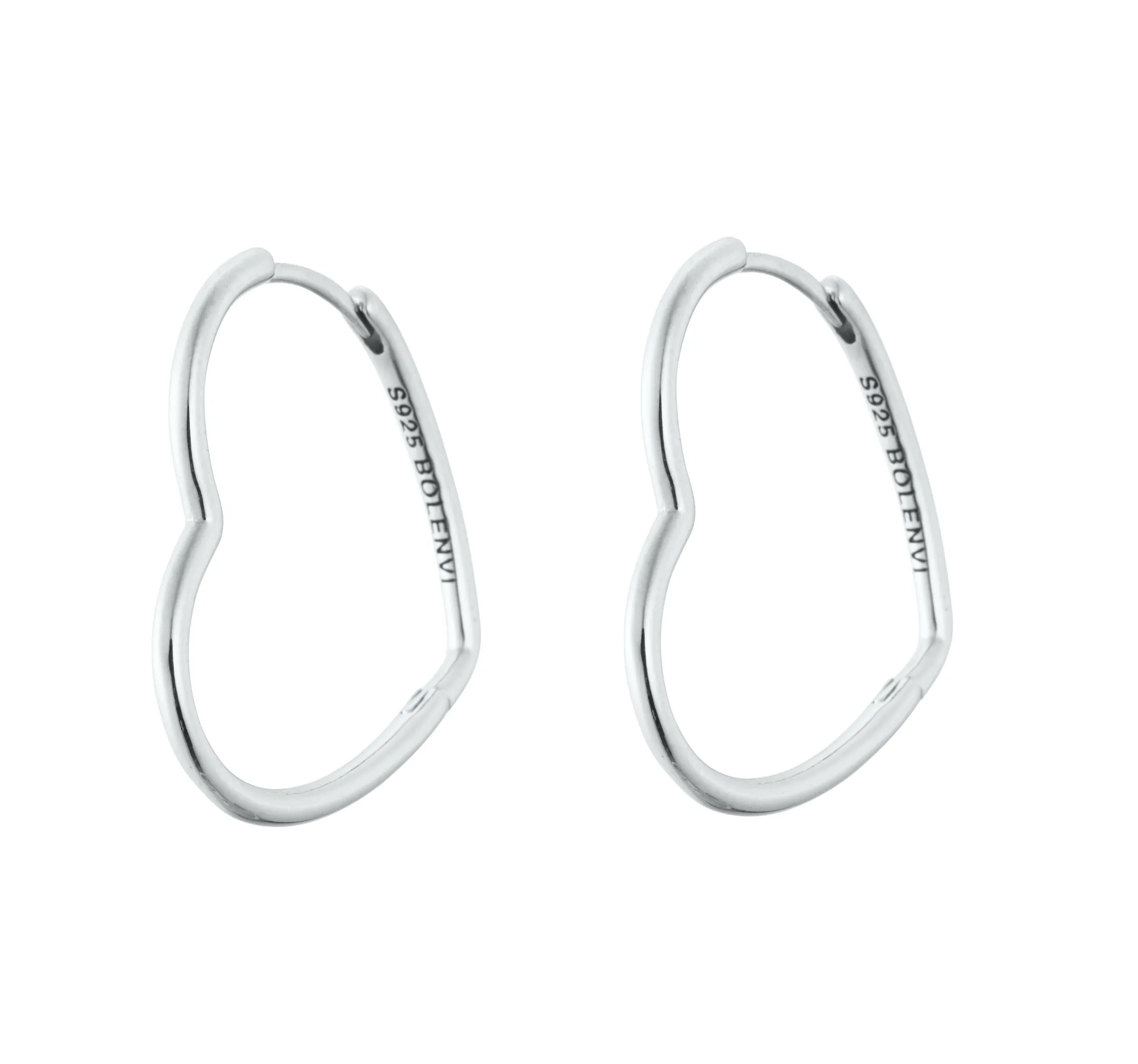 Silver Asymmetrical Heart Hoop Earrings