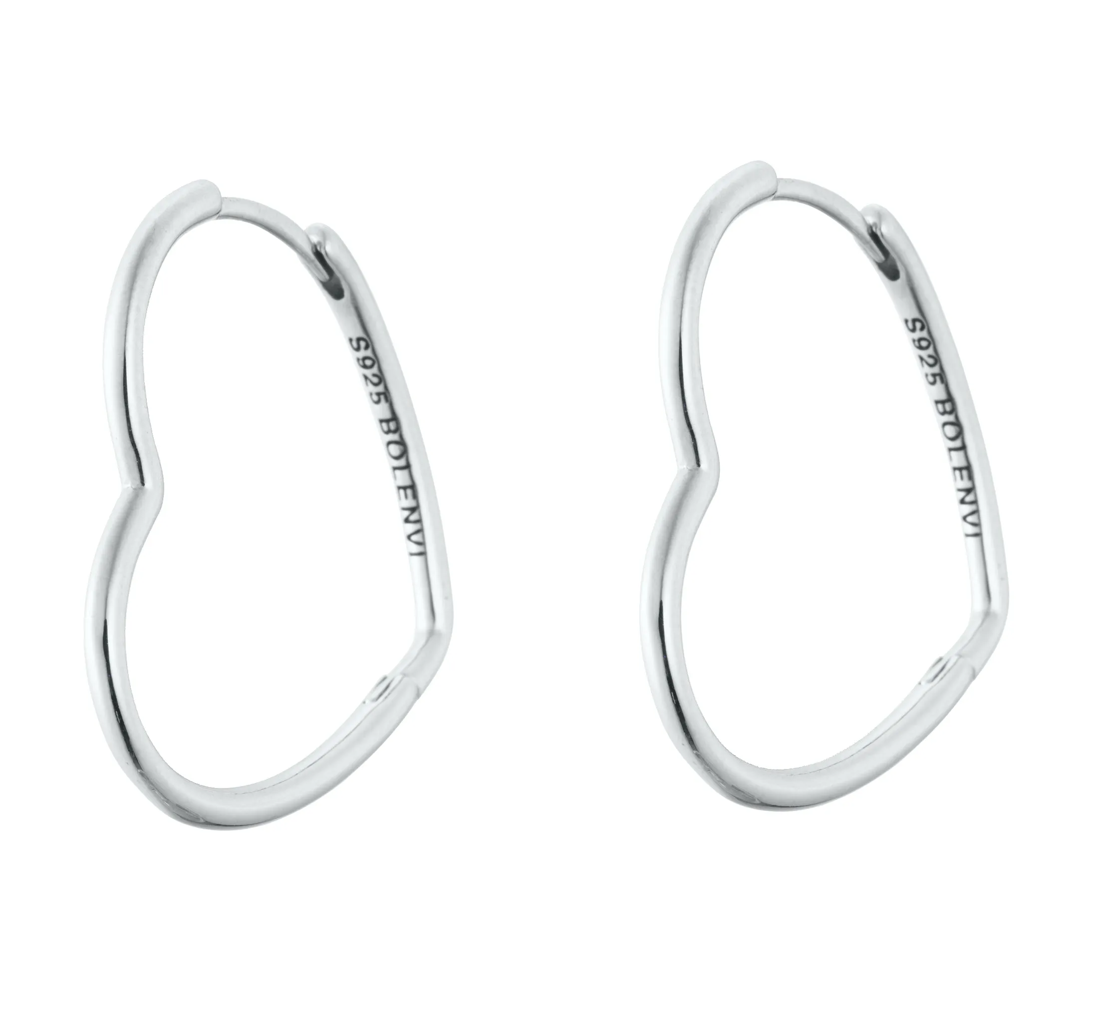 Silver Asymmetrical Heart Hoop Earrings