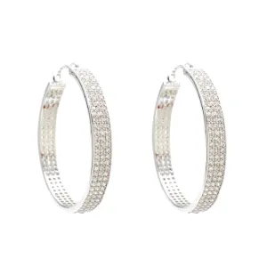 Silver Cubic Zirconia Studded Hoop Earrings