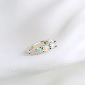 Silver Opal Hoop Earring