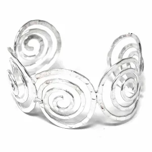 Silver Overlay Hammered Cuff Spirals Artisana