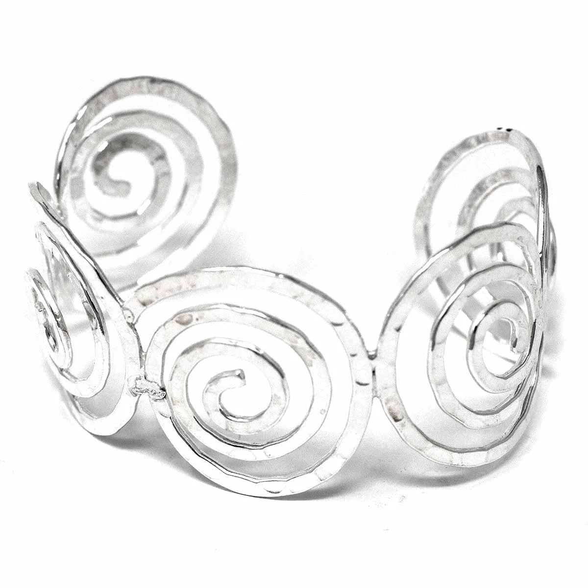 Silver Overlay Hammered Cuff Spirals Artisana