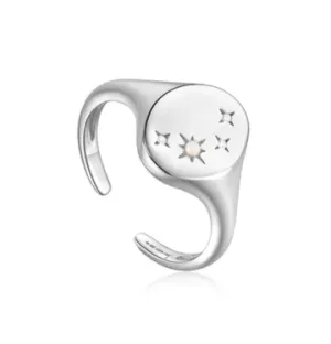 Silver Starry Kyoto Opal Adjustable Signet Ring