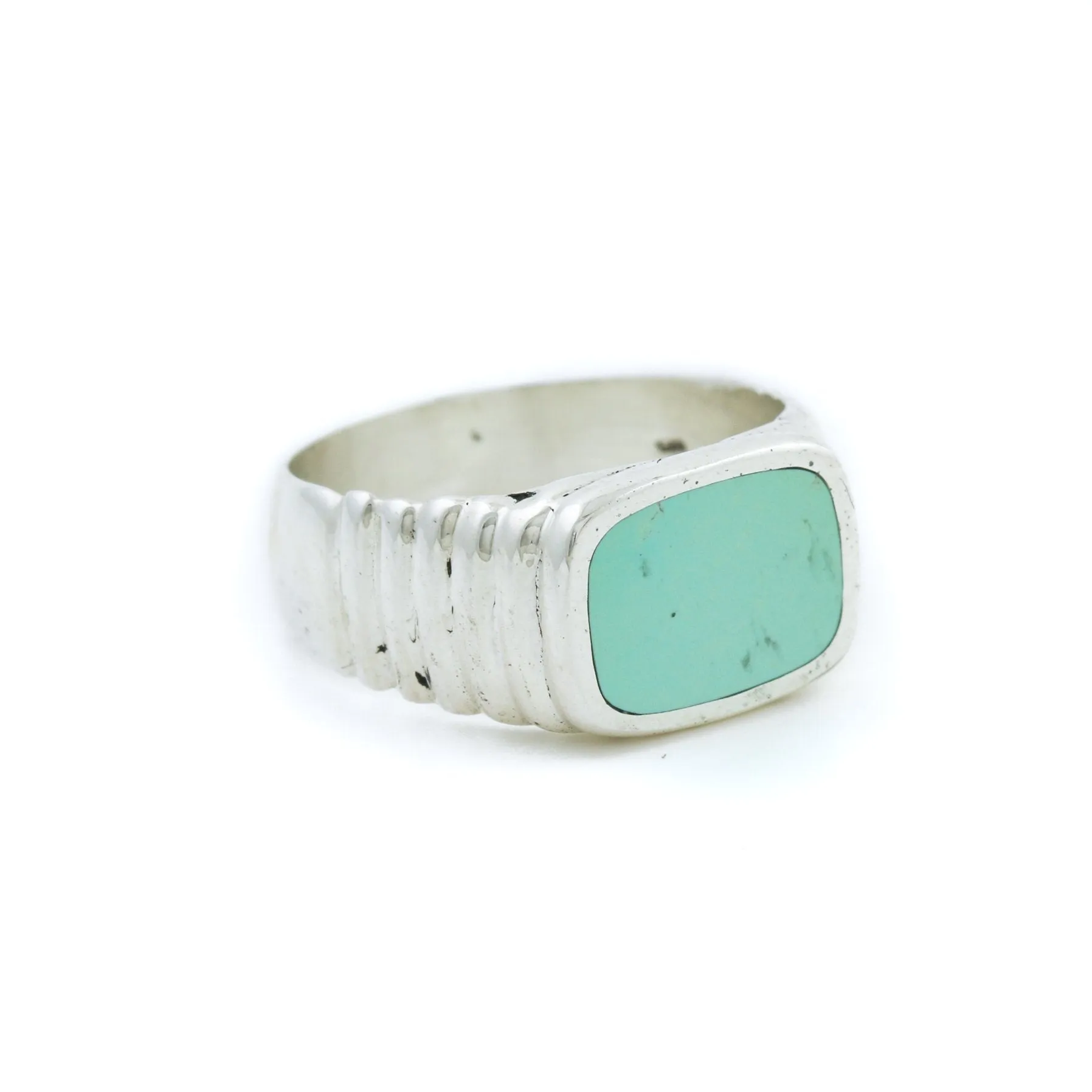 Silver x Mint Royston Turquoise Ridged Inlay